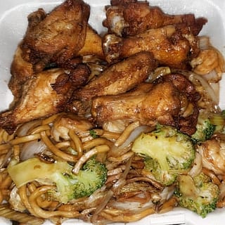 Wings and Lo Mein